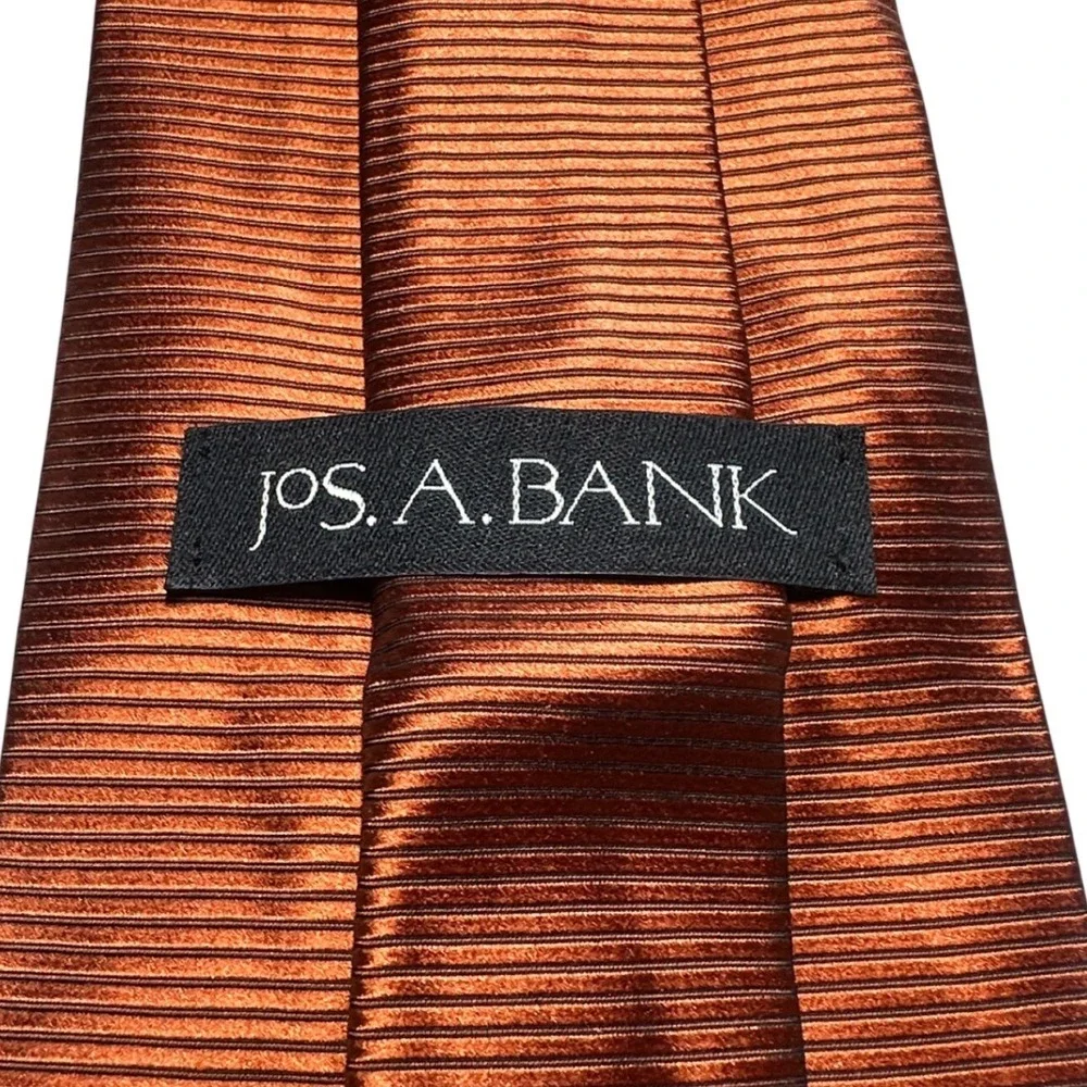 Jos‎ A Bank Mens Rust Copper Ribbed Silk Necktie Extra Long 2180-44 - Picture 6 of 6